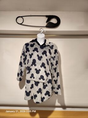 Disney Plush Hooded Pullover in Dark Blue and Light Gray